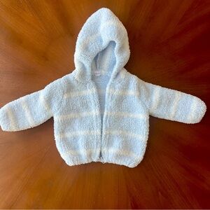 EUC Angel Dear light blue striped soft hooded jacket